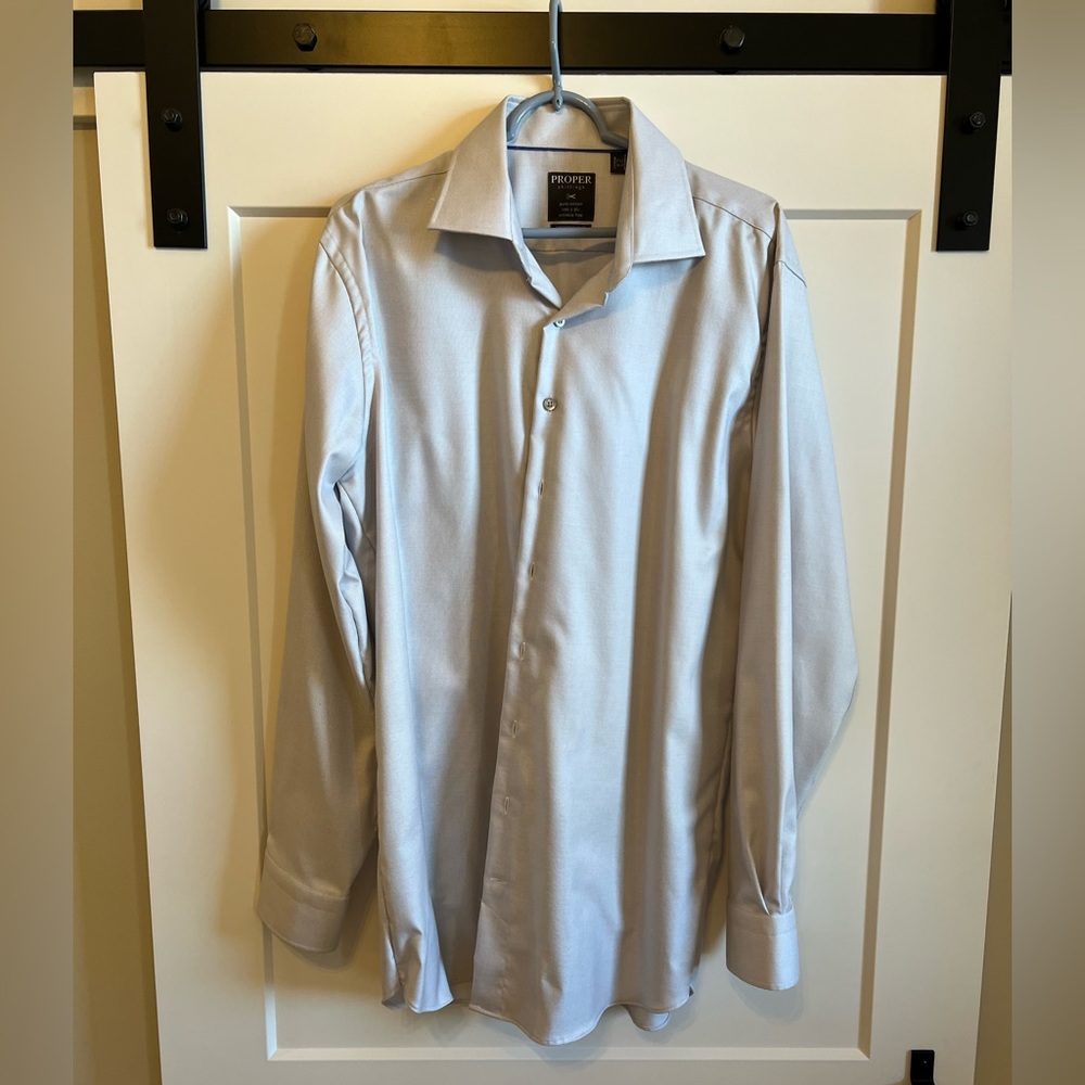 Men’s Paul Martin Proper Shirtings Button Down Dress Shirt - XL 17.5 - Off White
